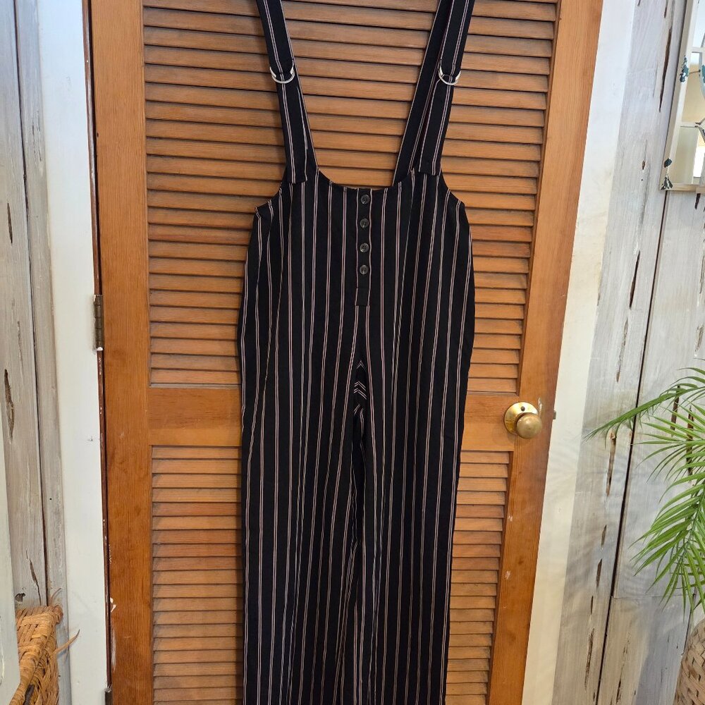 Pinstripe wide leg jumpsuit